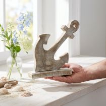 Artikel Anker aus Holz 22cm Naturfarben Weiss Shabby Chic