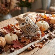 Artikel Dekofigur Waldkauz aus Styropor mit Kunstfell, 16 cm, Braun-Weiss, Halloween- und Herbstdeko
