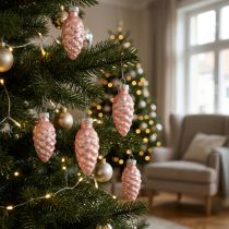 Artikel Weihnachtszapfen aus Glas Rosa 6,5 cm 10 Stück