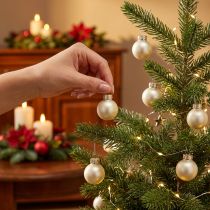 Artikel Mini-Christbaumkugeln Glas Perlweiss Ø 2,5 cm 22 Stück