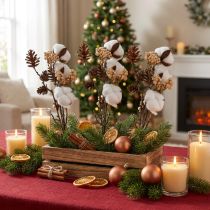 Artikel Dekozweige Weihnachten künstlich Mix 29cm Braun Weiss Beige 3er-Bund