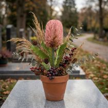 Artikel Kunstblume Banksia Rosa aus Kunststoff 64cm für Herbstdekoration