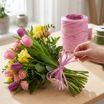 Artikel Raffia Bastband Rosa-Pink Multicolor 200 m Kunststoff Geschenk- und Dekorationsband