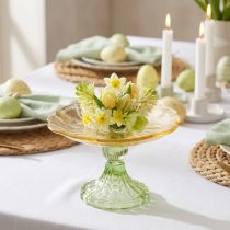 Artikel Glas-Dekoteller mit Fuss Gelb-Blume für Festliche Dekoration Ø15cm