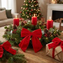Artikel Rote Stoffschleifen 28 cm für Weihnachtsdekoration, 3 Stück