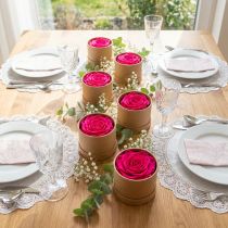 Artikel Konservierte Rosen Rosa 5cm 6 Stück für Tischdekoration