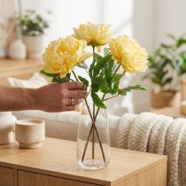 Artikel Künstliche Pfingstrosen aus Seidenstoff 60 cm Gelb 3er-Set