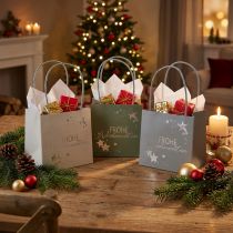 Artikel Geschenktüte mit Henkeln aus Papier 12cm 6er-Set, „Frohe Weihnachten“-Design