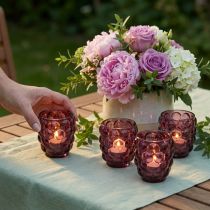 Artikel Windlicht Glas Teelichthalter Berry Ø9cm H9,5cm Set 4 Stück für Innen- und Aussenbereich