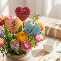 Artikel Metall-Dekostecker Herz 25,5 cm, Rot/Orange/Blau, 9 Stück, für Geburtstag & Valentinstag