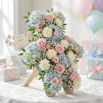 Artikel Steckschaum Teddyfigur mit Ständer 48,5cm x 42cm Grün für Dekoration und Gesteck