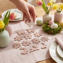 Artikel Streudeko Holz Frühling Ostern Rosa 2-4cm 64-teilig, Blüten, Schmetterlinge und Hasen