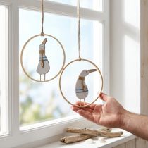 Artikel Maritime Hängedeko aus Holz mit Ente Ø15 cm 4er-Set
