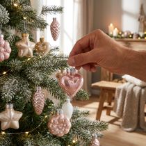 Artikel Christbaumschmuck aus Glas, 12-teilig, Pastellfarben, ca. 5 cm