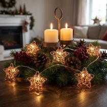 Artikel LED Lichterkette mit Sternen und Timer, Kupfer, 1,90 m, warmweisses Licht