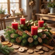 Artikel Holzscheiben Baumfrüchte Betelnuss FSC 300g, 1-3,5 cm, Rotbraun-Creme, DIY Dekoration