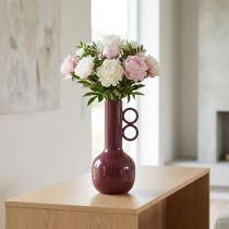Artikel Vase Metall Kunstvolles Design mit Rundgriffen 25 cm Rot für Innenräume