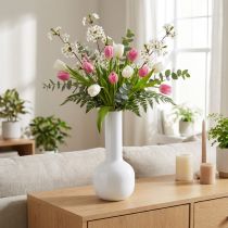Artikel Metallvase Cremeweiss Ø10,5cm H25,5cm für Wohnraumdekoration