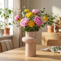 Artikel Blumenvase aus Metall mit Emaille-Cappuccino-Oberfläche Ø17cm H23cm für Innendekoration