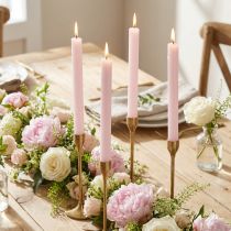Artikel Stabkerzen durchgefärbt Rosa 22×240mm 12 Stück - Wachs Tischdekoration