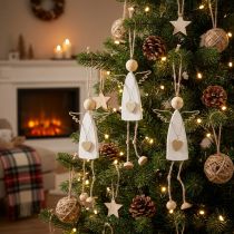 Artikel Weihnachtsanhänger Engel aus Holz 22cm Naturfarben 3er-Set