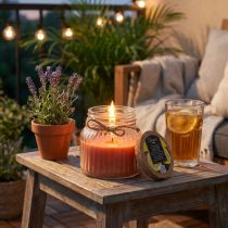 Artikel Duftkerze im Glas mit Korken Citronella Braun H11,5cm