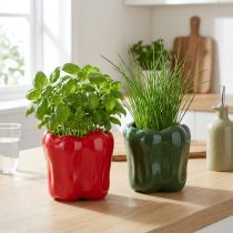 Artikel Pflanzübertopf Keramik Paprika-Design 13cm Rot und Grün 2er-Set für Innen