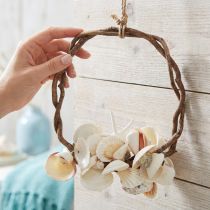 Artikel Maritimer Dekokranz aus Holz mit Muscheln und Schnecken, Ø 25 cm, Naturfarben