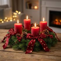 Artikel Samtband mit Sternen-Motiv Rot-Gold 25mm x 8m für Weihnachtliche Dekoration