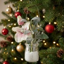 Artikel Christrose künstlich im Glas zum Hängen 22 cm Weiss Rosa
