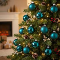 Artikel Christbaumkugeln Glas 6cm Opalblau Matt und Glänzend 24er Set