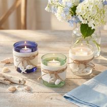 Artikel Teelichthalter Glas 7,5 cm Blau Grün Weiss 3er-Set
