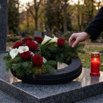 Artikel Steckschaumring Schwarz Ø44 cm H6 cm 2er-Set für floristische Dekoration