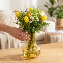 Artikel Gelbe Glasvase bauchig Ø10,5cm H15cm für Blumen und Dekoration