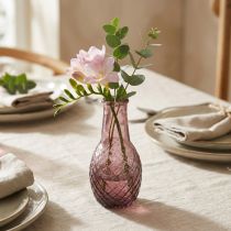 Artikel Mini Glasvase mit Rautenmuster, Lila, Ø6cm H12cm, Blumendekoration
