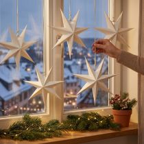Artikel Papiersterne Weihnachten, Faltsterne Cremeweiss Ø20cm, 4 Stück, Fensterdekoration