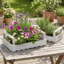 Artikel Blumenkasten Holz Shabby Chic Weiss 38x31cm 2er-Set für Innen und Aussen