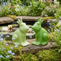 Artikel Deko-Figuren Froschkönig Paar, Keramik, 13×8×16 cm, Hellgrün und Dunkelgrün
