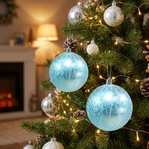 Artikel Weihnachtskugel Kunststoff Ø8cm Blau-Türkis 2 Stück