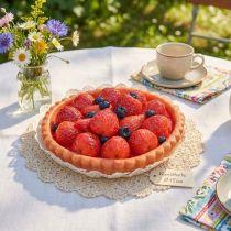 Artikel Deko-Erdbeertorte Ø15 cm aus Kunststoff für Schaufenster- und Kuchendekoration
