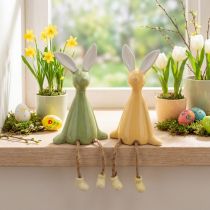 Artikel Keramik-Osterhasen-Deko Kantenhocker 22 cm Grün/Gelb, 2er-Set