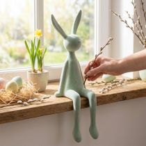 Artikel Osterhase Kantenhocker aus Kunststoff 56 cm Grau-Grün für Innendekoration
