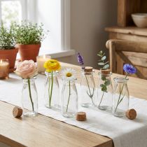 Artikel Glas Minivasen mit Korken H13,5cm Ø5,5cm - 6 Stück