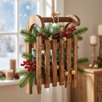 Artikel Dekorations-Schlitten aus Holz Braun 30x18x12cm Winterdekoration