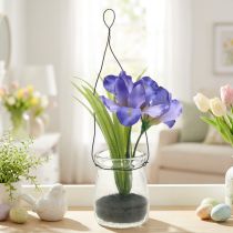 Artikel Schwertlilie Lila künstlich im Glas zum Hängen 21,5cm