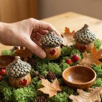 Artikel Keramik Eichel Dekoration mit Herzmotiv 6cm Braun – Herbstliche Tischdeko im 6er-Set