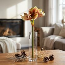 Artikel Künstliche Amaryllis Blume Rosa-Gelb 66 cm aus Seidenstoff