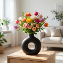 Artikel Keramik Vase Schwarz Oval 21×7×20cm Modern für Trockendekoration