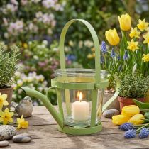 Artikel Windlicht Giesskanne aus Metall und Glas Grün Ø14cm H13cm