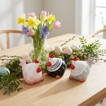 Artikel Dekofiguren Osterhühner aus Keramik 8,5cm, 3er-Set, Schwarz, Rosa, Grau